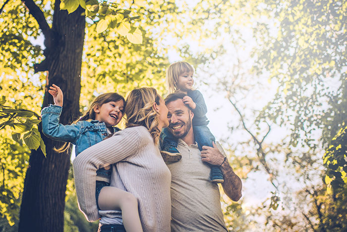 Family having fun in spring
