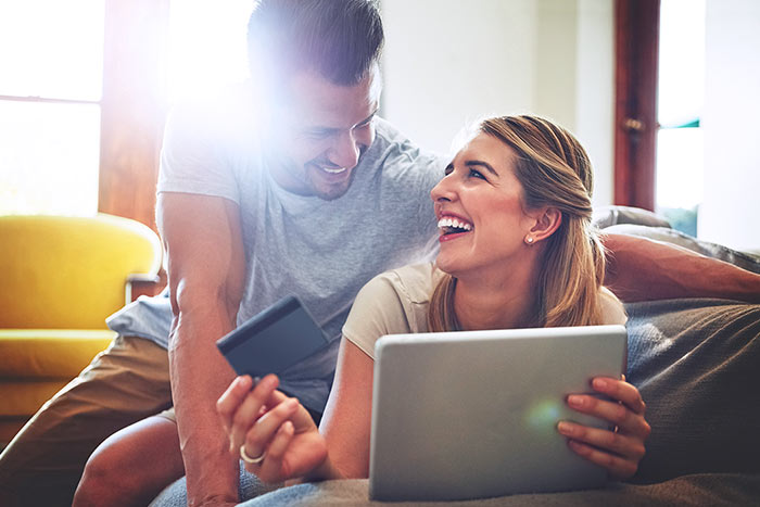 Young couple doing online shopping